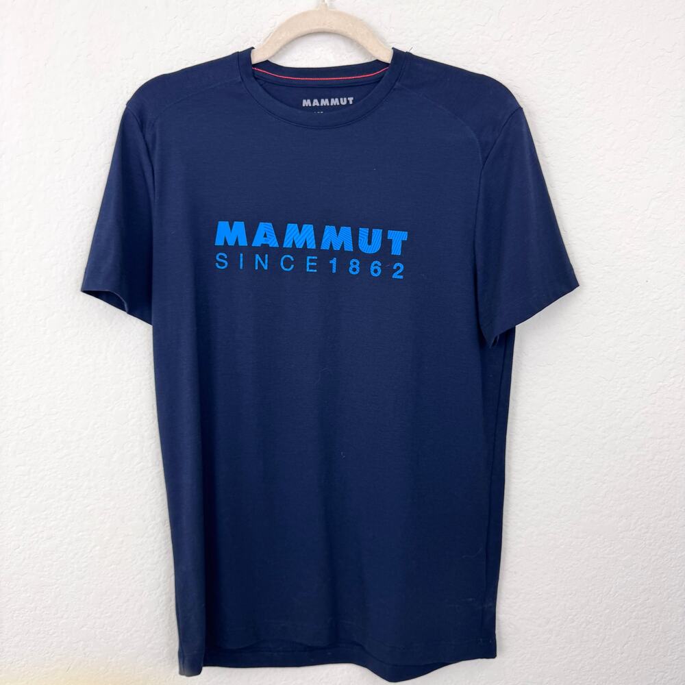 Mammut Mens Logo T Shirt Tee Size S Cotton Blend Casual Athleisure Comfy Blue